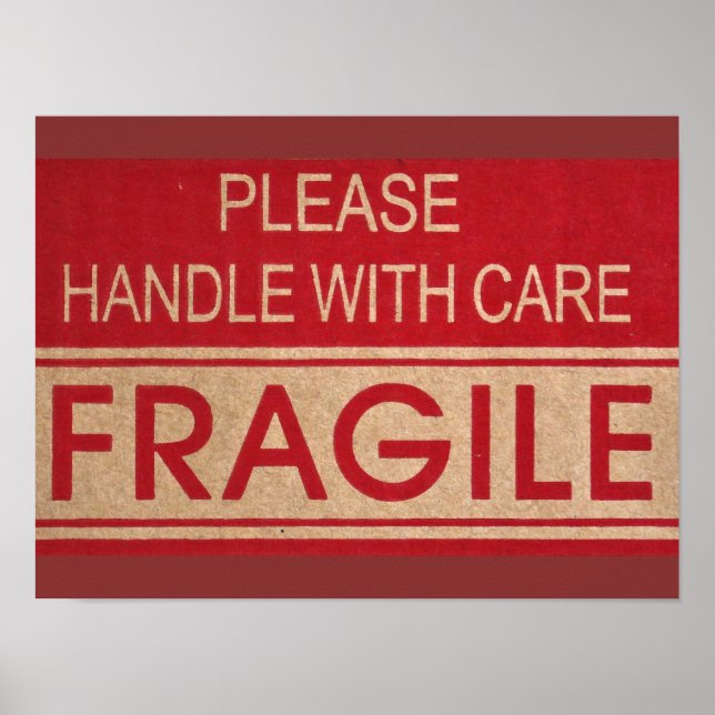 Poster Poignée avec soin, signe fragile (Devant)