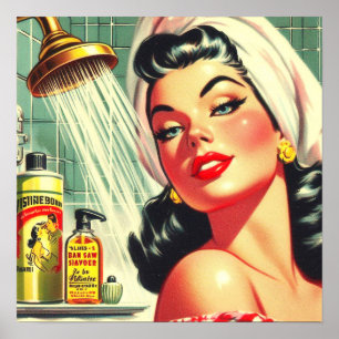 Poster Poignée de douche vintage vers le haut