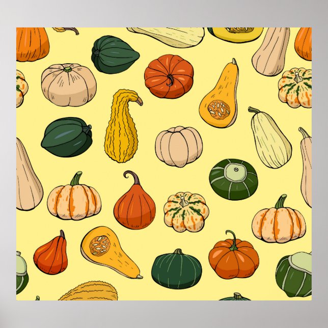 Poster Poignets dessinés à la main, motif de légumes sans (Devant)