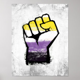 Poster Poing de protestation de fierté non binaire