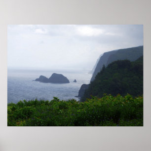Poster Point de vue de la vallée de Pololu, Hawaï, Impres