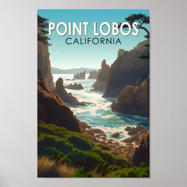 Poster Point Lobos California Travel Art Vintage (Devant)