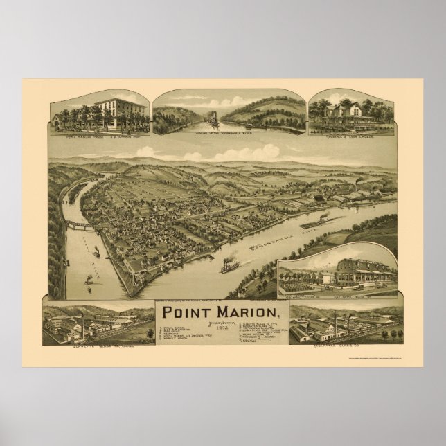 Poster Point Marion, PA Carte panoramique - 1902 (Devant)