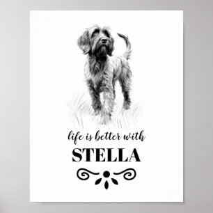 Poster Pointeur à poils durs Griffon Nom personnalisé du 