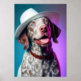 Poster Pointeur allemand à cheveux courts souriant Fedora