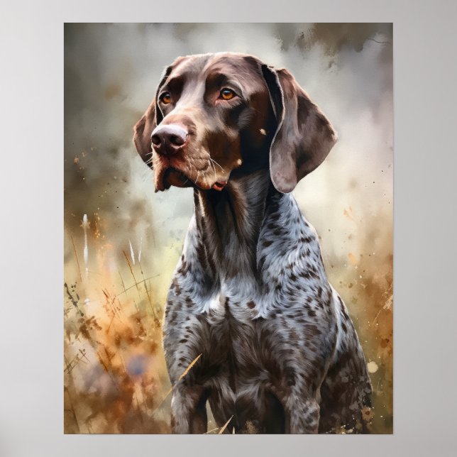 Poster Pointeur allemand Pointer Dog Art Imprimer Pointeu (Devant)