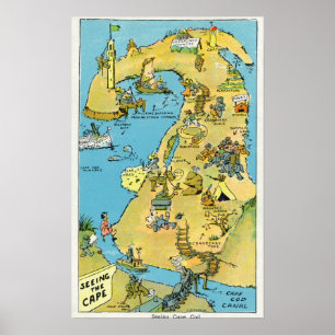 Poster Points de bande dessinée d'intérêt sur Cape Cod