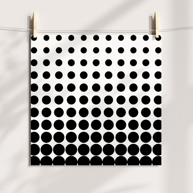 Poster Points demi-teintes blanc et noir (White and Black Halftone Dots Poster)