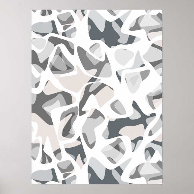 Poster Points gris clair motif Abstrait tacheté (Devant)