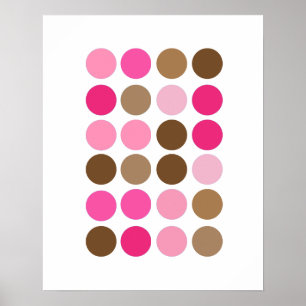 Poster Points roses et Brown Art moderne Motif Abstrait