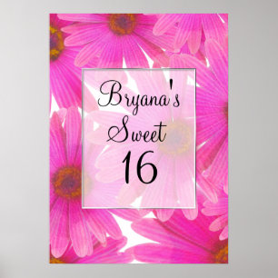 Poster Poireaux roses Fleur Daisy Élégante bannière du pa