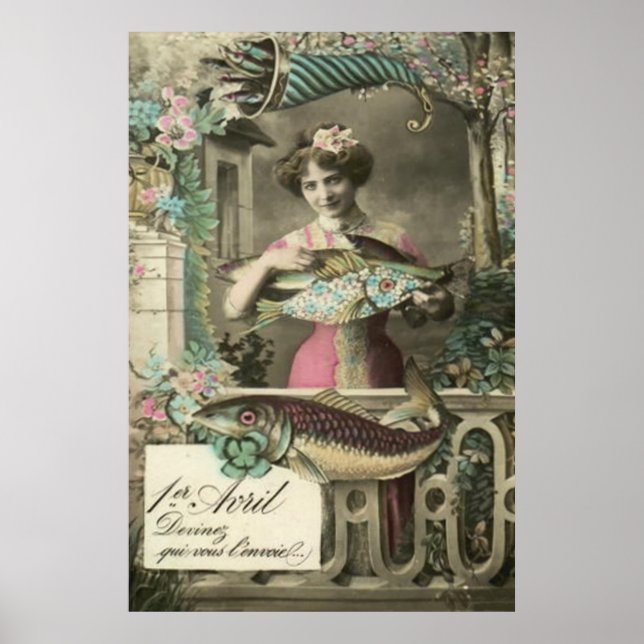 Poster Poisson à fleurs Cornucopia Poisson d'avril (Devant)