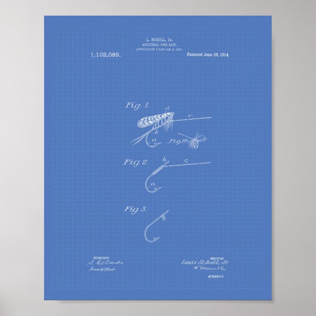 Poster Poisson appât 1914 Brevet d'art Plan directeur (Devant)