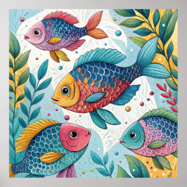 Poster Poisson arc-en-ciel sous-marin