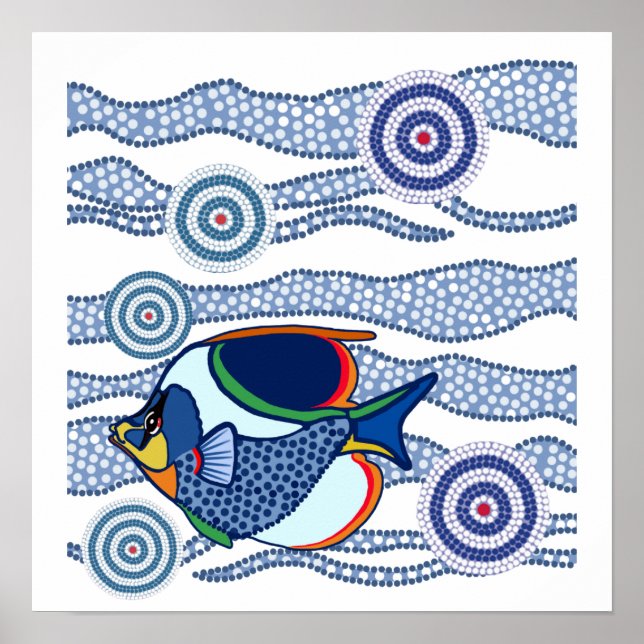 Poster Poisson autochtone Dot Art-01 (Devant)