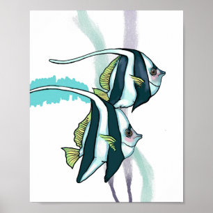 Poster Poisson-banc, Poisson rayé Animaux sous-marins