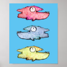 Poisson coloré nageant heureux