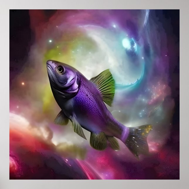 Poster Poisson cosmique AAI Imaginaire Art numérique Impr (Devant)