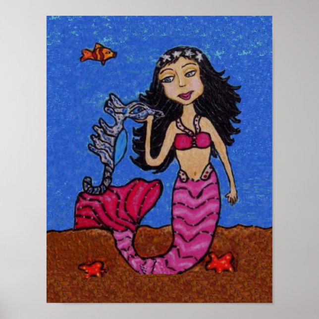 Poster Poisson de sirène à cheval de mer à l'effigie somb (Devant)