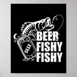 Poster Poisson drôle de bière pêche drôle de boisson d'an