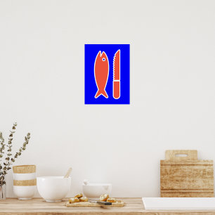 Poster Poisson et couteau