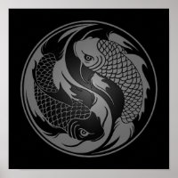 Poisson gris et noir Yin Yang Koi