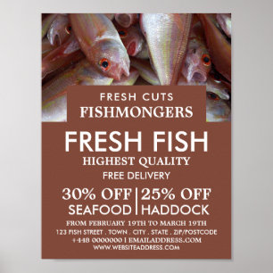 Poster Poisson, Pêcheur/Femme, Publicité sur le marché du