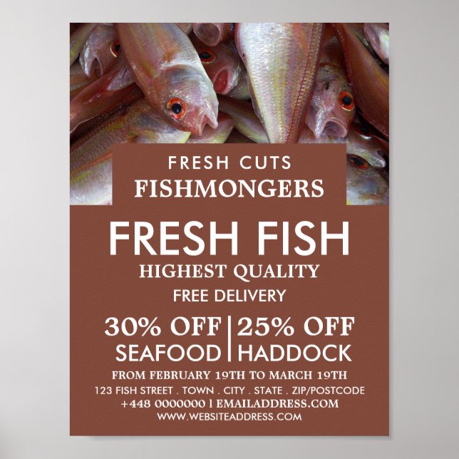 Poster Poisson, Pêcheur/Femme, Publicité sur le marché du (Devant)