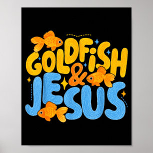 Poster Poisson rouge et Jésus Enfant chrétien Garçons Fil