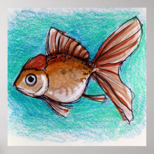 Poster Poisson rouge fantaisie