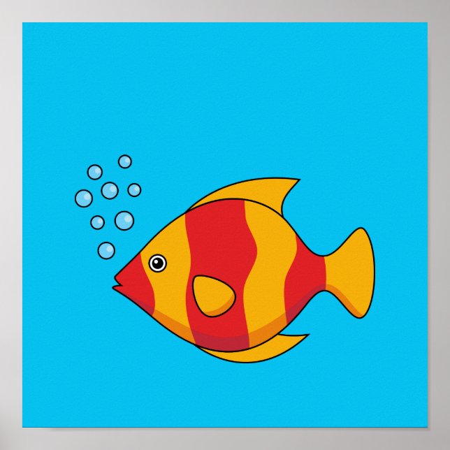 Poster Poisson rouge orange tropical (Devant)