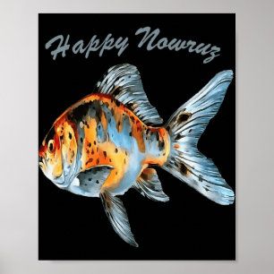 Poster Poisson rouge Shubunkin Happy Nowruz Nouvel An per