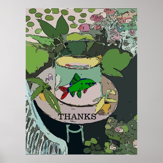 Poster Poisson vert au bol (Devant)