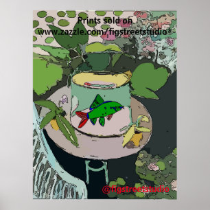 Poster Poisson vert dans le bol, modifier le texte, Poste