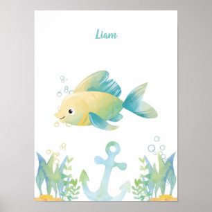 Poster Poisson Whimsy sous-marin personnalisable