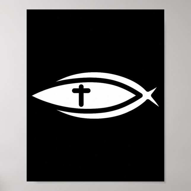 Poster Poissons Croix Jésus Prières Chrétiennes Hommes Fe (Devant)
