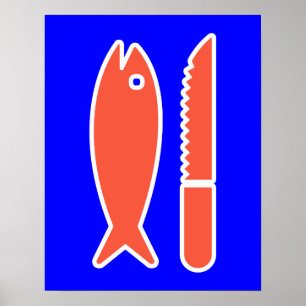 Poster Poissons et couteau