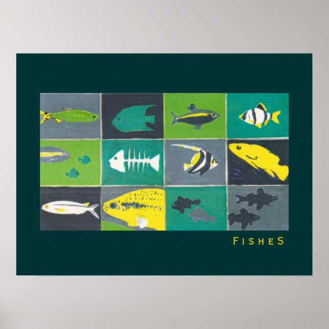 Poster poissons graphiques aquarium (Devant)