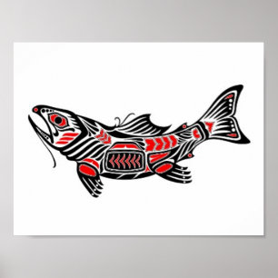 Poster Poissons rouges et noirs d'esprit de Haida