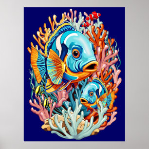 Poster Poissons Tropicaux Couleurs Vives Ambiance Estival