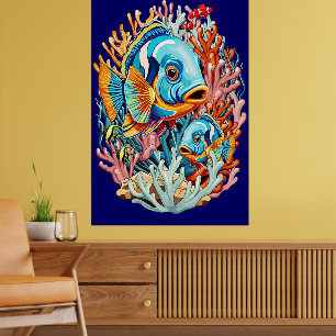 Poster Poissons Tropicaux Vives Couleurs d'Été