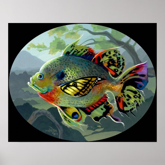 Poster Poissons Volants : Etude II ART IMPRIMER poisson v (Devant)
