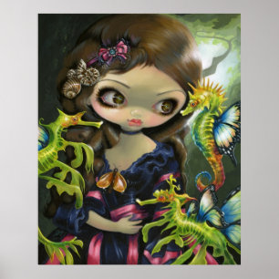 Poster Poissons Volants : Hippocampe d'IMPRESSION d'ART