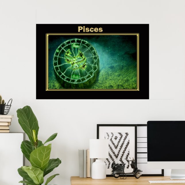 Poster Poissons Zodiac Astrologie design (Bureau à domicile)