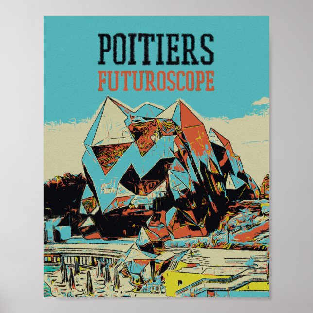Poster Poitiers France vue sur le futuroscope (Devant)