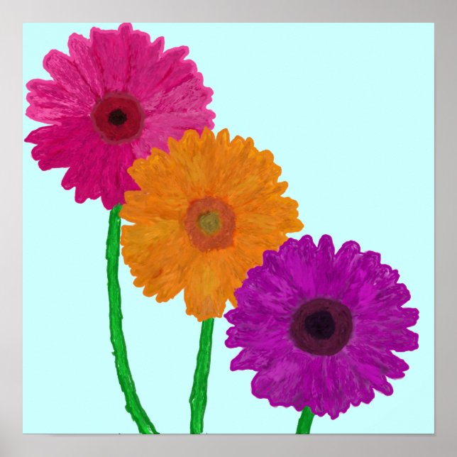 Poster Poitrine de Gerbera peinte (Devant)