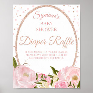 Poster Poitrine rose et Baby shower or Rose Déchets