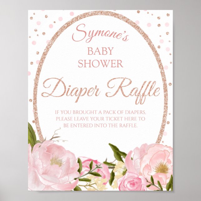 Poster Poitrine rose et Baby shower or Rose Déchets (Devant)