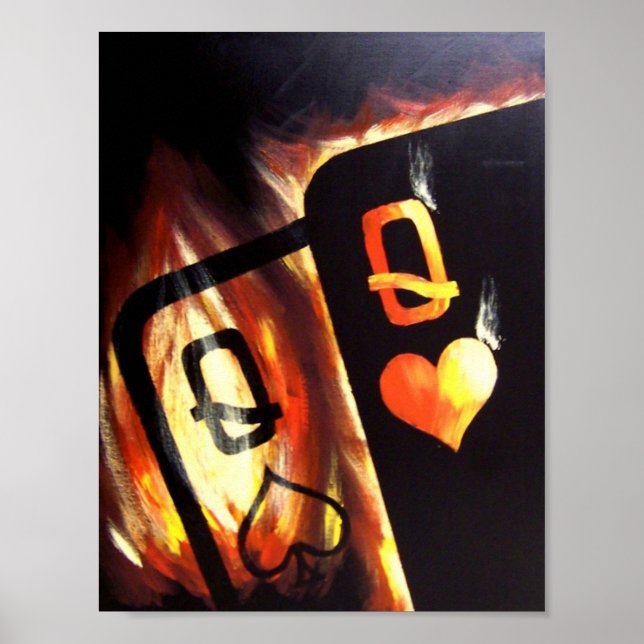 Poster Poker flamboyant Queens Poker par Teo Alfonso (Devant)