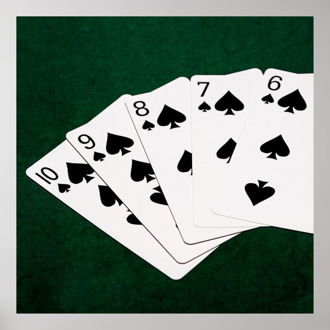 Poster Poker Hands - Flush droit - Spades Suit (Devant)